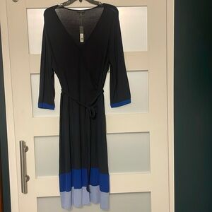 Limited Navy Jersey Faux Wrap Dress